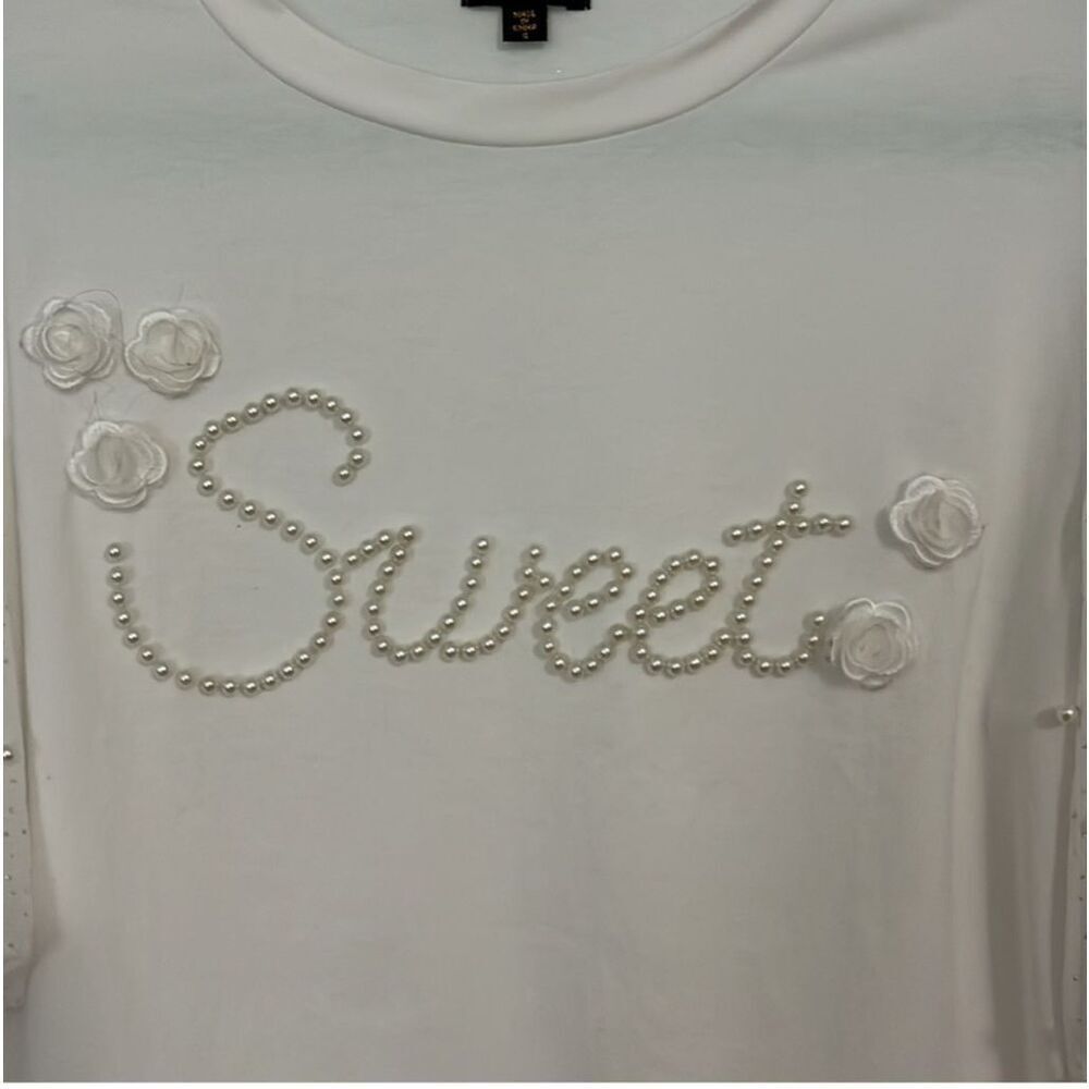 ONTWELFTH | white short sleeve sweet top S - Picture 2 of 9